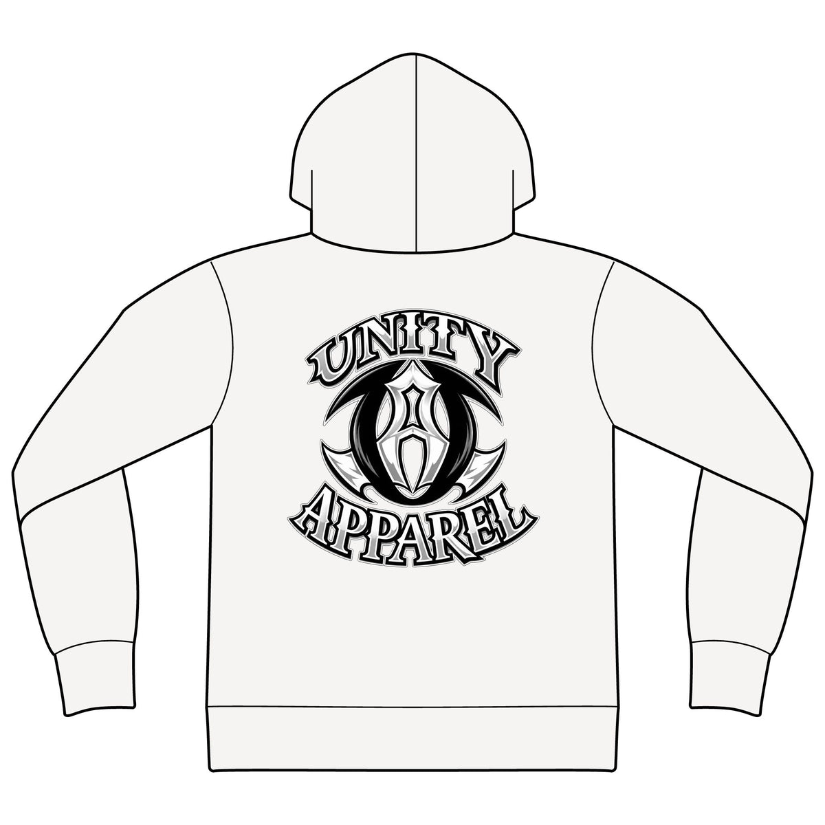 Unity Apparel Zip Hoodie — Tribal Crest Full-Zip Hooded Sweatshirt
