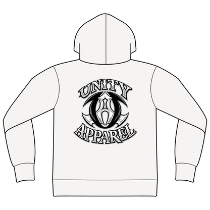 Unity Apparel Zip Hoodie — Tribal Crest Full-Zip Hooded Sweatshirt