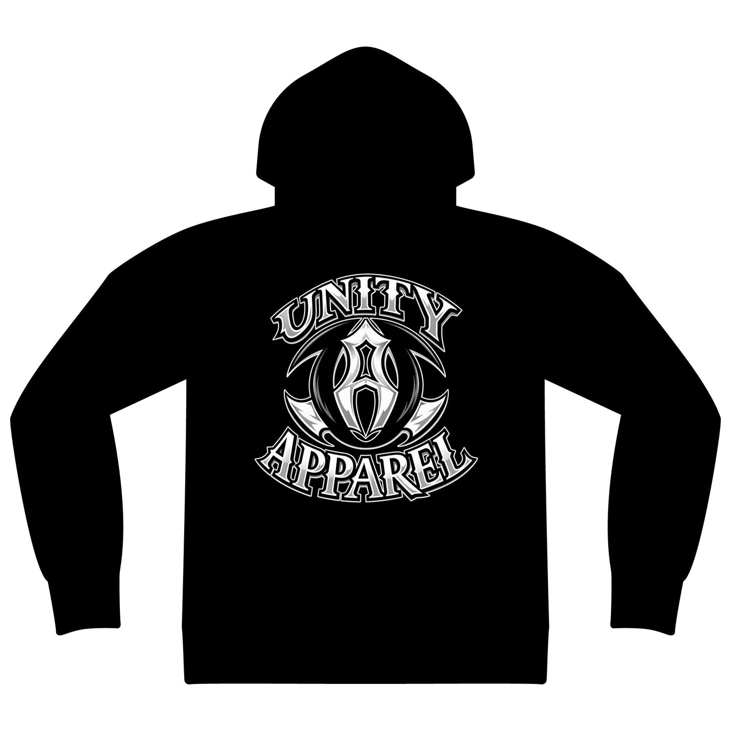 Unity Apparel Zip Hoodie — Tribal Crest Full-Zip Hooded Sweatshirt